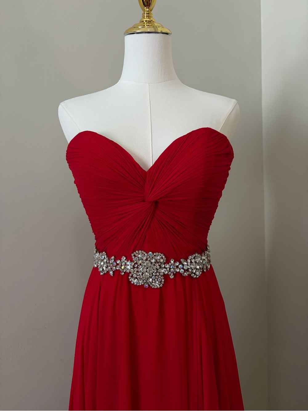 Jovani Strapless Sweetheart Chiffon Gown with Crystal Embellished Waist